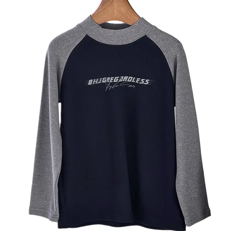 Boys Fleece Lined T-Shirt Navy Grey Size 8