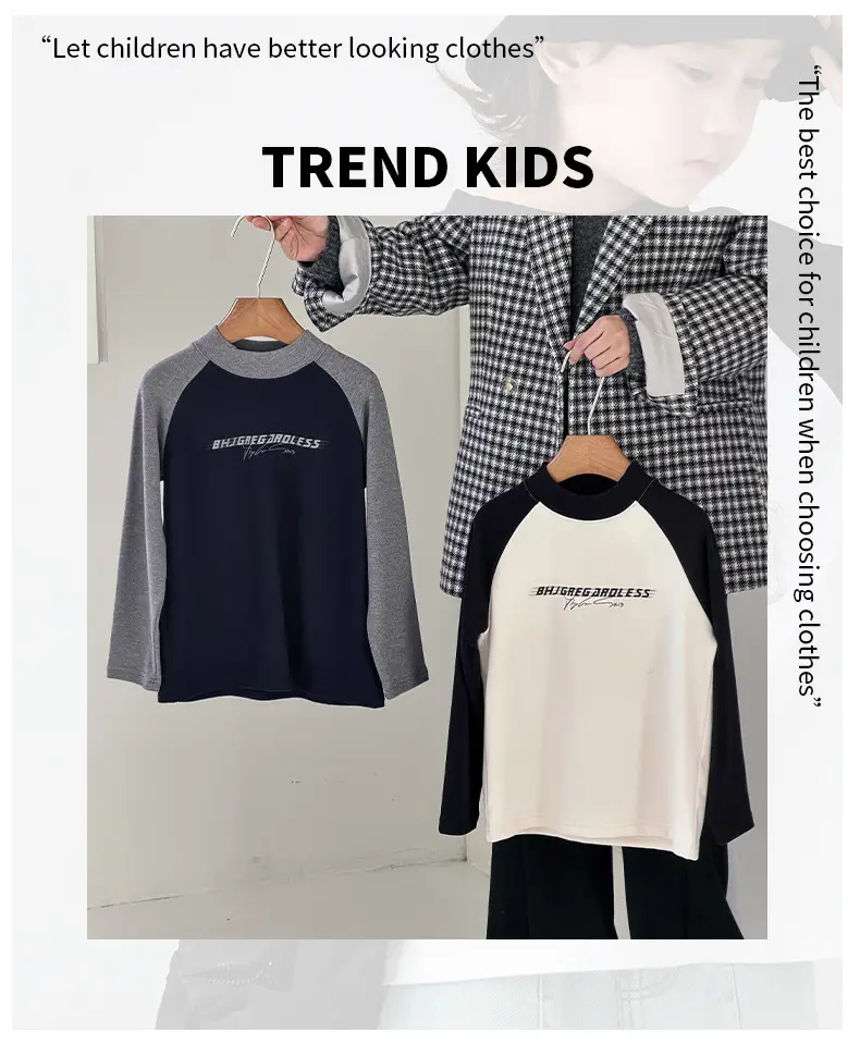 Boys Fleece Lined T-Shirt Navy Grey Size 8 — feature 1