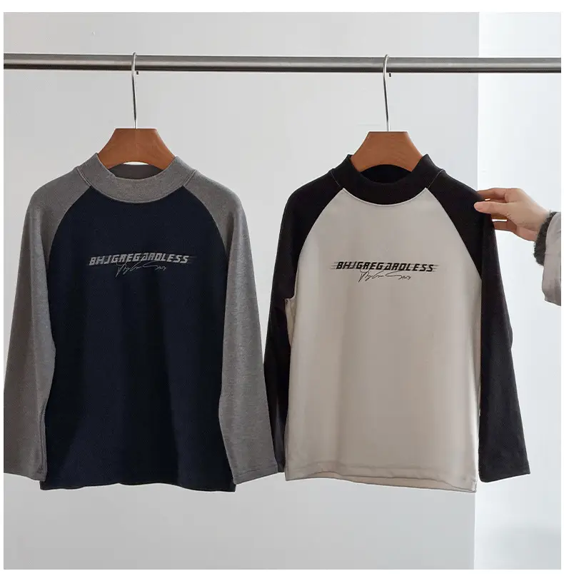 Boys Fleece Lined T-Shirt Navy Grey Size 8 — feature 4
