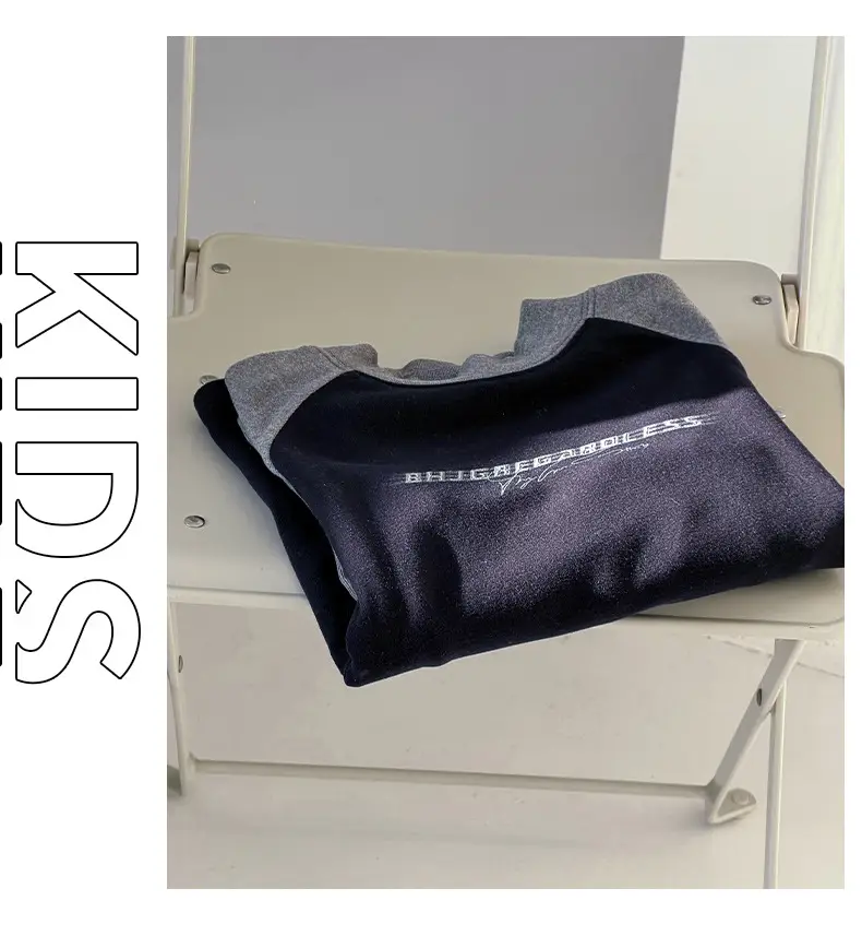 Boys Fleece Lined T-Shirt Navy Grey Size 8 — feature 9