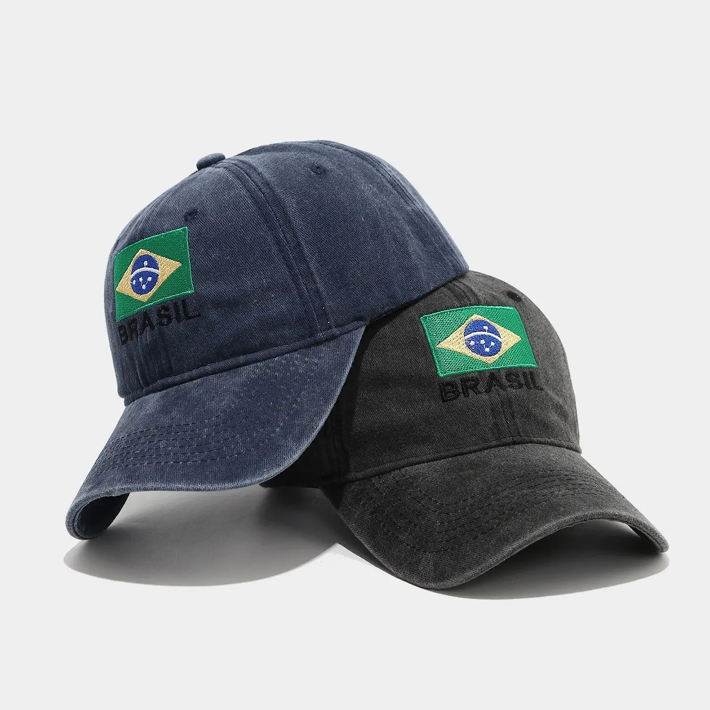 Brazil Flag Embroidered Distressed Cap Men's Washed - Image 7