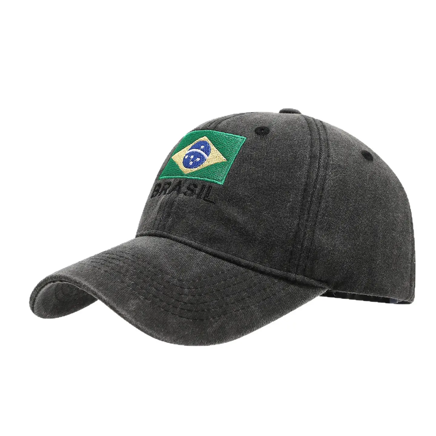 Brazil Flag Embroidered Distressed Cap Men's Washed - Image 8