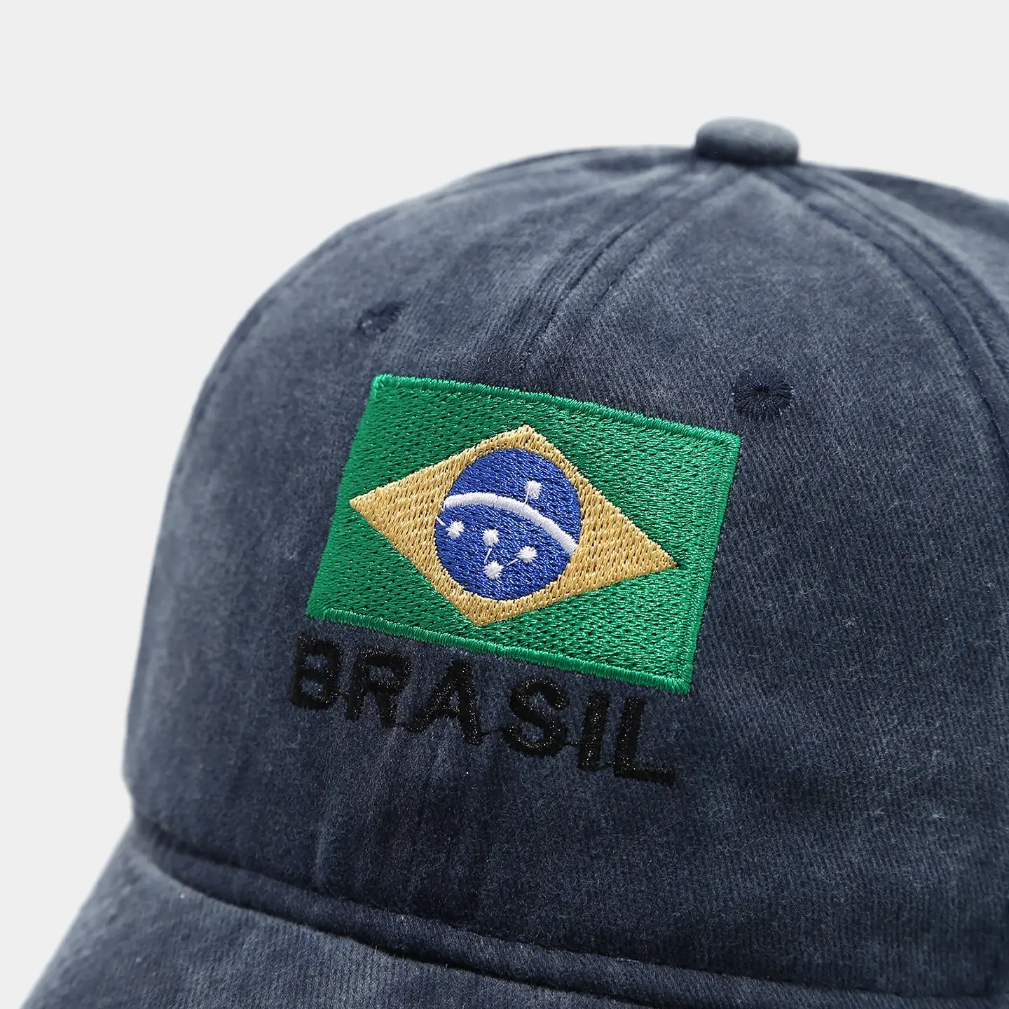 Brazil Flag Embroidered Distressed Cap Men's Washed — feature 10