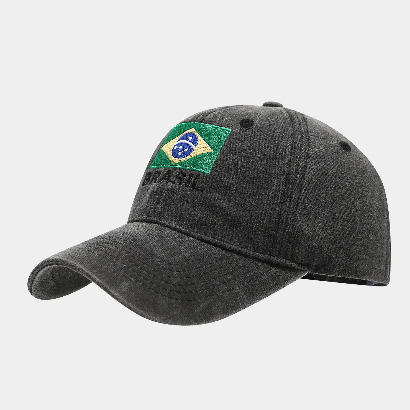 Brazil Flag Embroidered Distressed Cap Men's Washed — feature 5