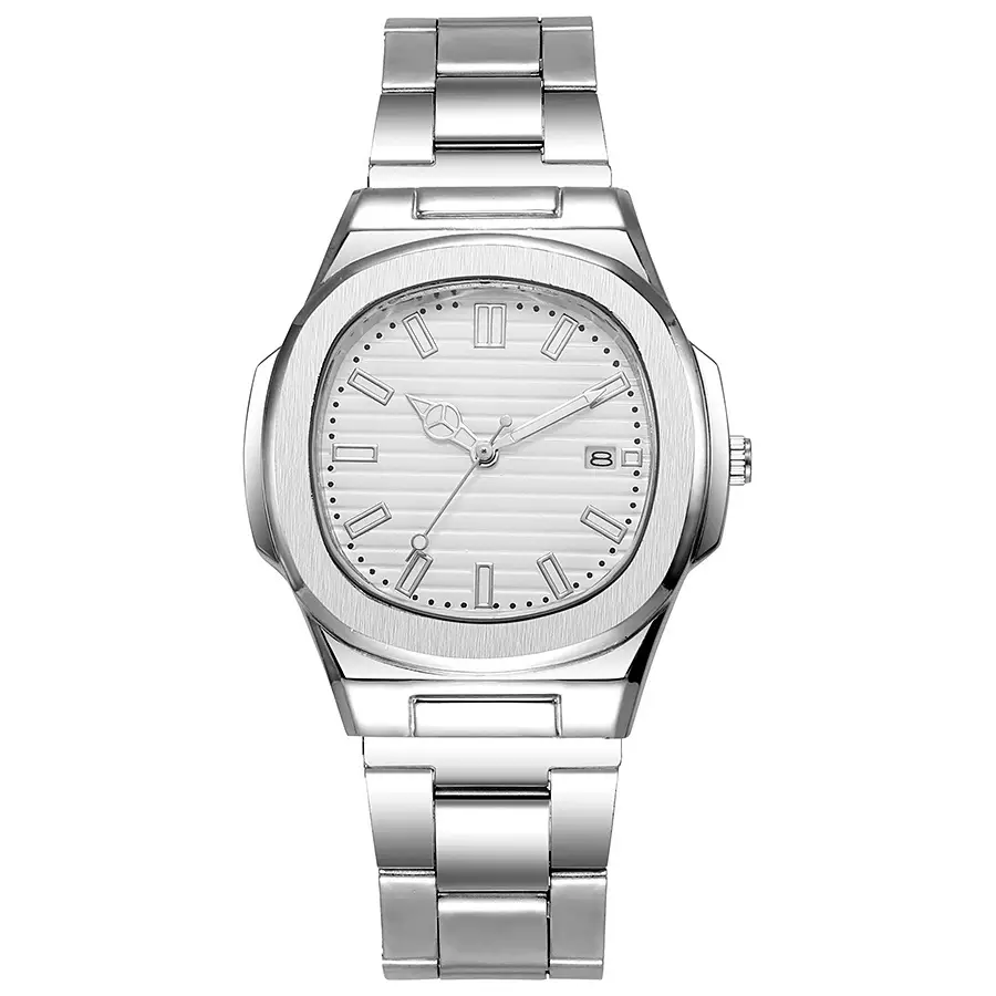 Spot Cross-Border New Men's Watches Wholesale Steel Band Butterfly Buckle Watch Square Dial Cross-Border Watch Quartz Watch — feature 4