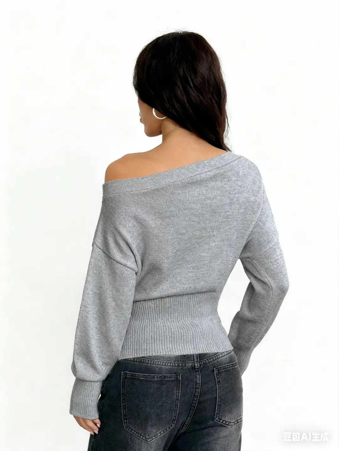 Lazy Style Loose Off-Shoulder Design Knitted Top Women's Autumn and Winter New High-Waist Slim One-Line Collar Sweater — feature 27