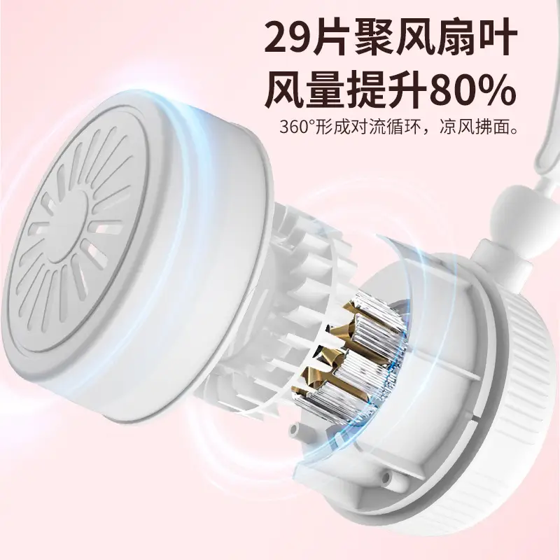 USB Mini Fan, Small Portable Retractable Children's Folding Neck Fan, Rechargeable Long-Lasting Neck Fan