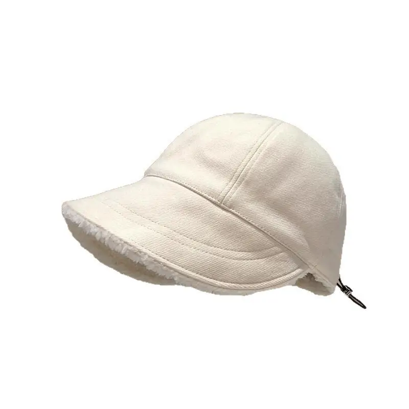 2025 Lamb Wool Bucket Hat Warm Face-Slimming Short-Brimmed - Image 5