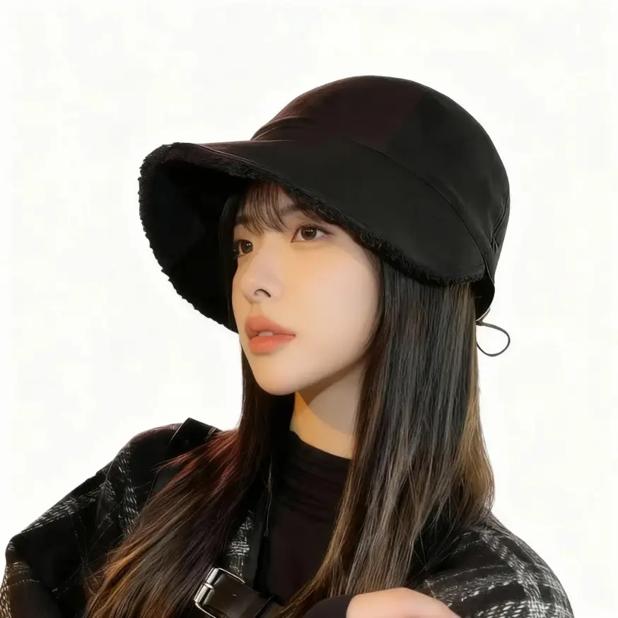 2025 Lamb Wool Bucket Hat Warm Face-Slimming Short-Brimmed — feature 8