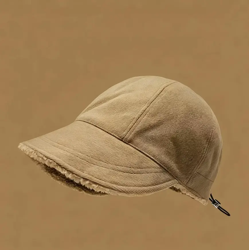 2025 Lamb Wool Bucket Hat Warm Face-Slimming Short-Brimmed - Image 2