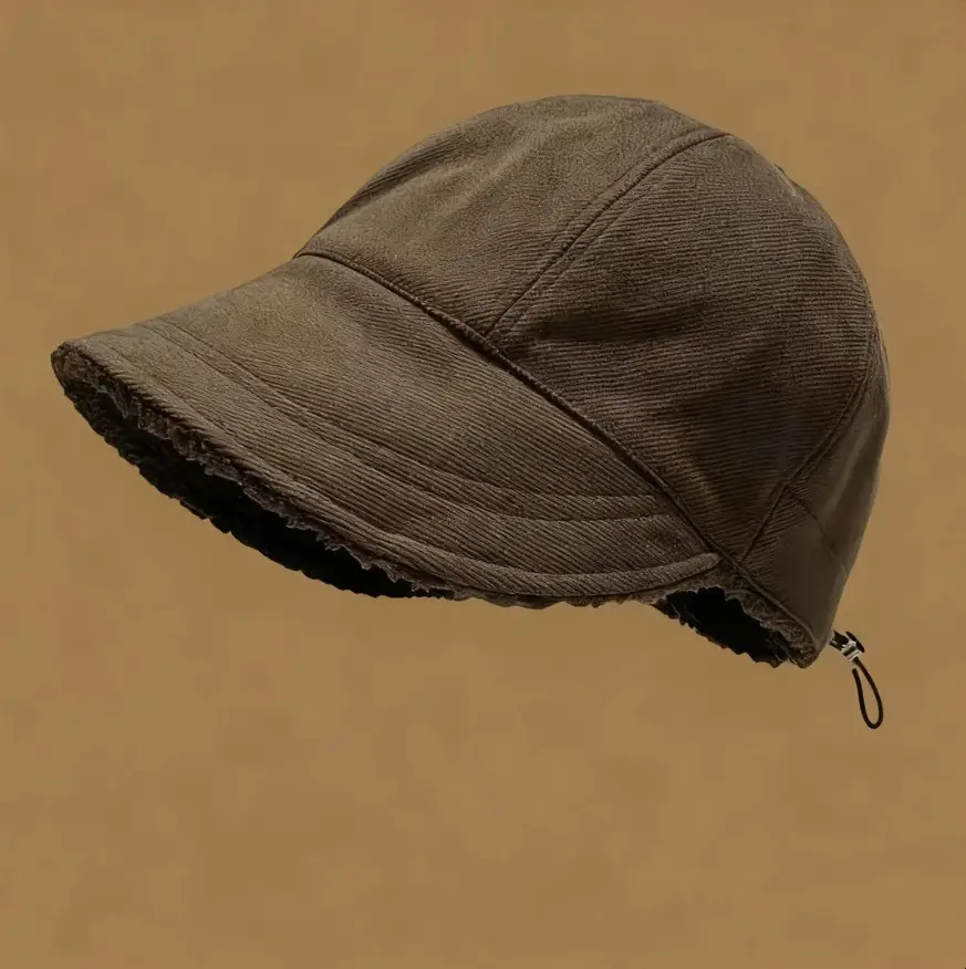 2025 Lamb Wool Bucket Hat Warm Face-Slimming Short-Brimmed - Image 3