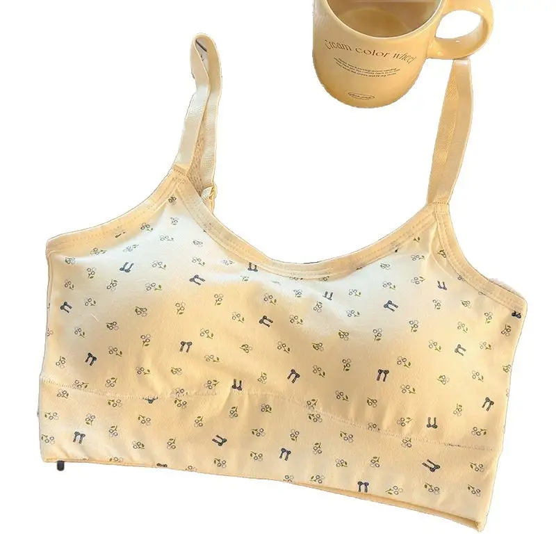 Pure Cotton Intimates for Female Junior and High School Students during Development Period Sports Vest Shock-Proof Breathable Fixed One-Cup Seamless Bra - Image 10