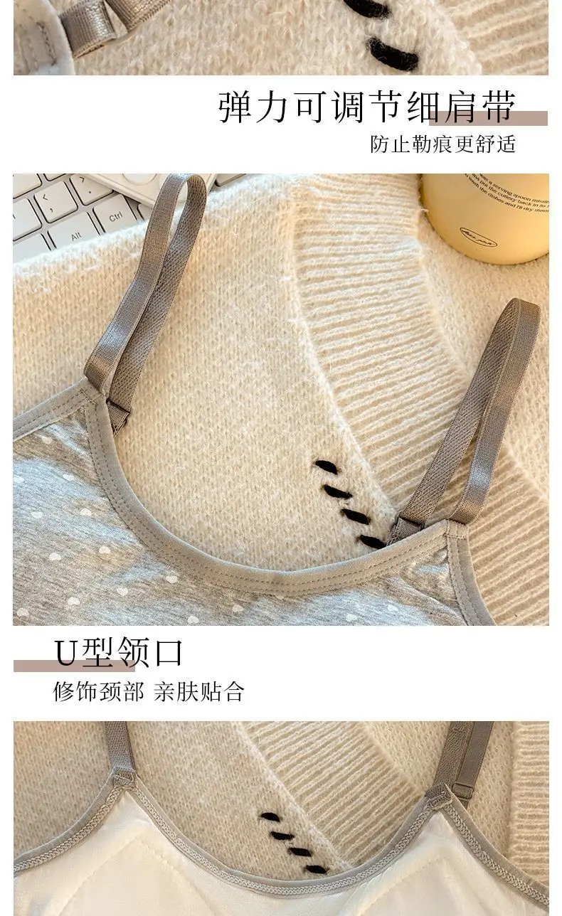 Pure Cotton Intimates for Female Junior and High School Students during Development Period Sports Vest Shock-Proof Breathable Fixed One-Cup Seamless Bra — feature 14