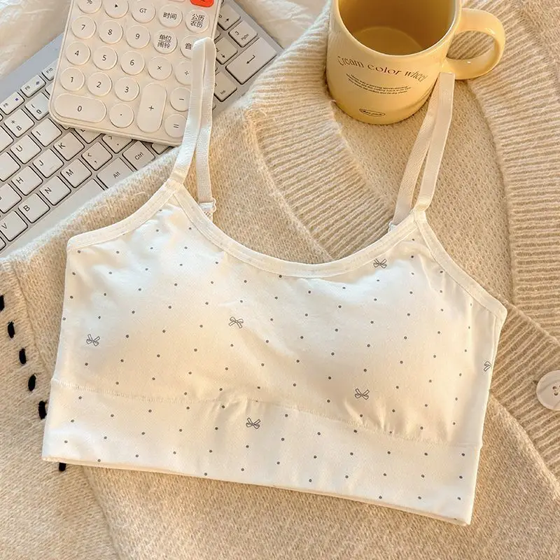 Pure Cotton Intimates for Female Junior and High School Students during Development Period Sports Vest Shock-Proof Breathable Fixed One-Cup Seamless Bra - Image 3