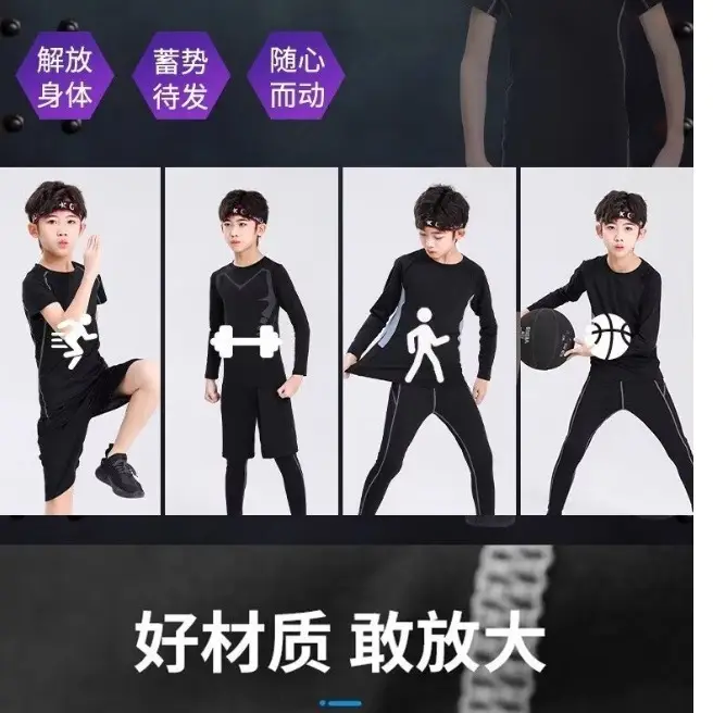 Children's Black Basketball Training T-Shirt Long Sleeve - Image 5