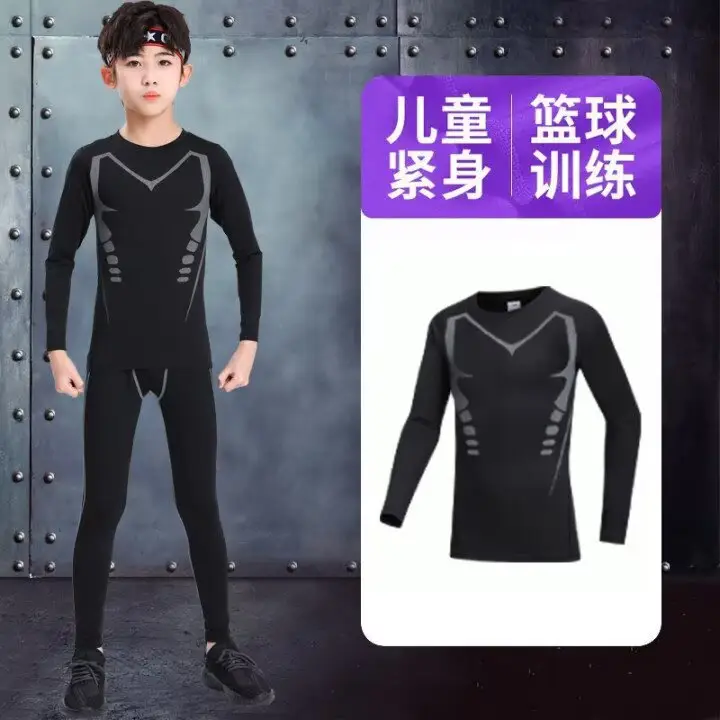 Children's Black Basketball Training T-Shirt Long Sleeve — feature 2