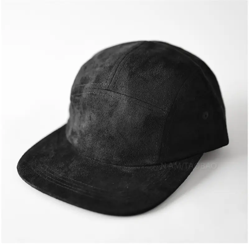 Men's Grey Suede Baseball Cap 5 Panel Flat Brim - Image 11