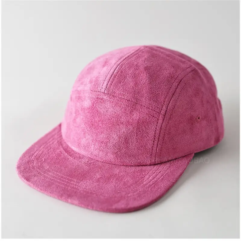 Men's Grey Suede Baseball Cap 5 Panel Flat Brim - Image 13