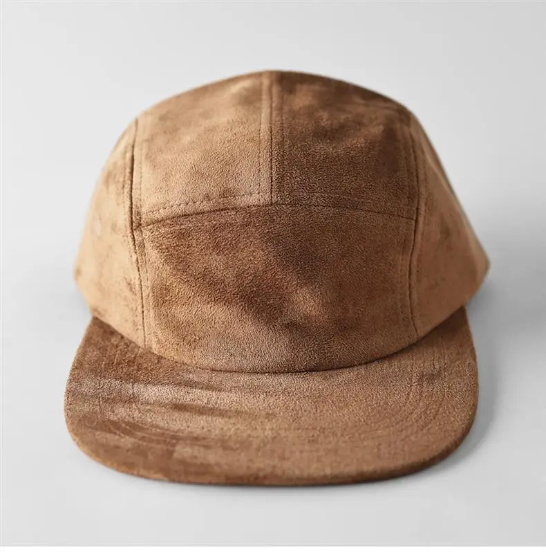 Men's Grey Suede Baseball Cap 5 Panel Flat Brim — feature 11