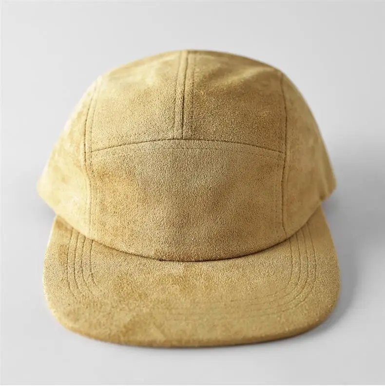 Men's Grey Suede Baseball Cap 5 Panel Flat Brim — feature 12