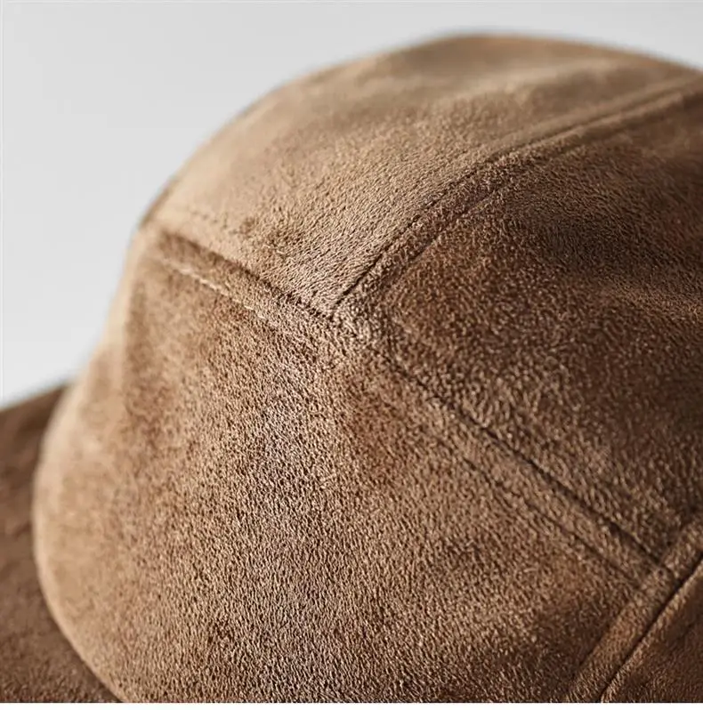 Men's Grey Suede Baseball Cap 5 Panel Flat Brim — feature 14