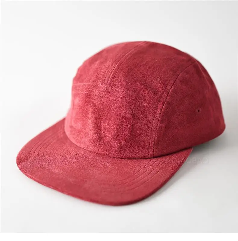 Men's Grey Suede Baseball Cap 5 Panel Flat Brim — feature 2