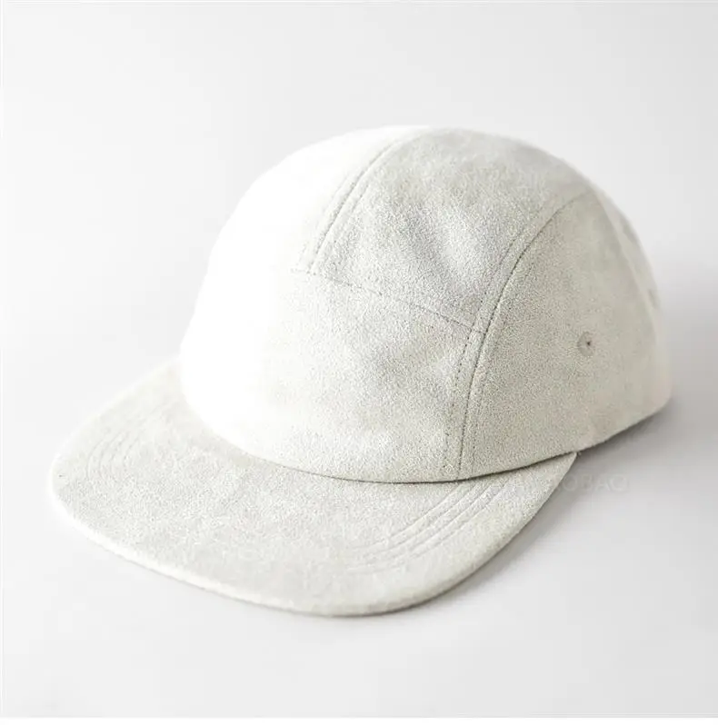 Men's Grey Suede Baseball Cap 5 Panel Flat Brim — feature 3