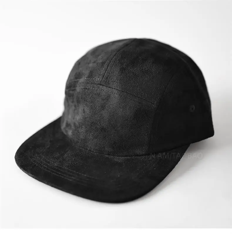 Men's Grey Suede Baseball Cap 5 Panel Flat Brim — feature 4
