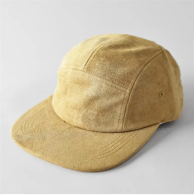 Men's Grey Suede Baseball Cap 5 Panel Flat Brim — feature 8