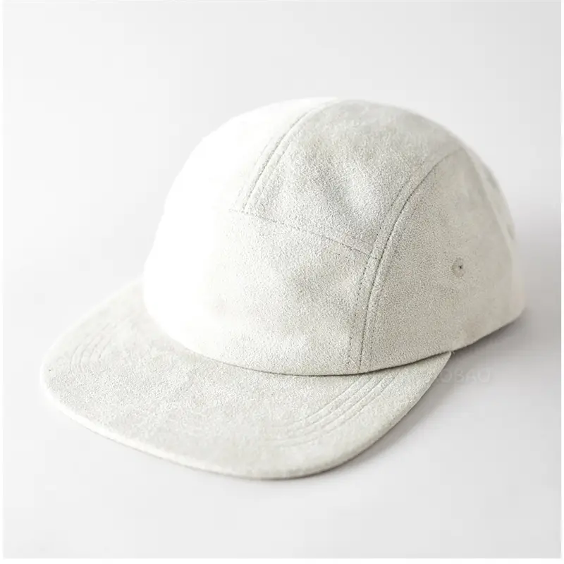 Men's Grey Suede Baseball Cap 5 Panel Flat Brim - Image 2