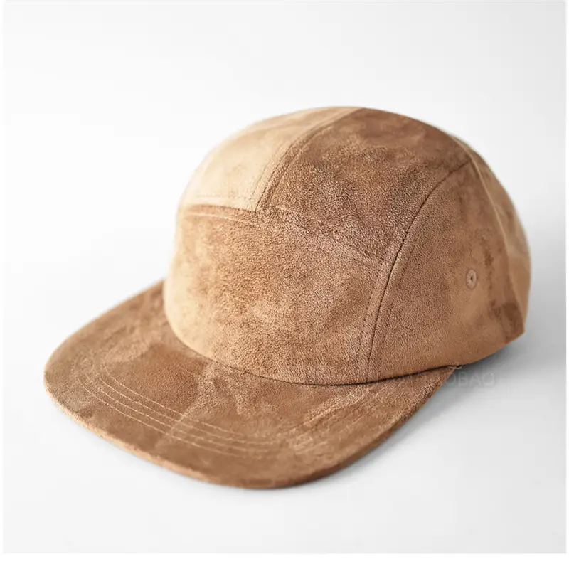 Men's Grey Suede Baseball Cap 5 Panel Flat Brim - Image 3