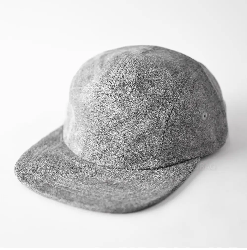 Men's Grey Suede Baseball Cap 5 Panel Flat Brim - Image 7