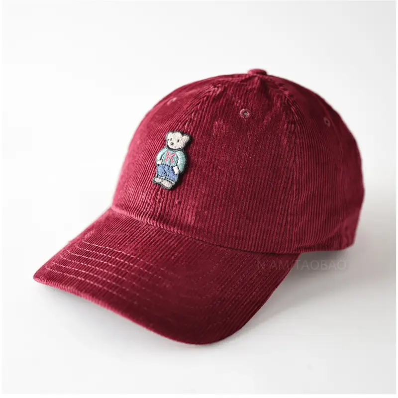 Men Maroon Cartoon Bear Cap Baseball Sunshade - Image 10