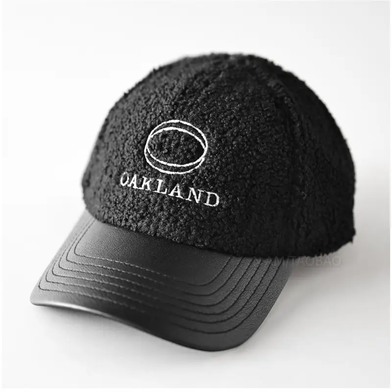 Men's Black Embroidered Sherpa Baseball Cap - Image 8