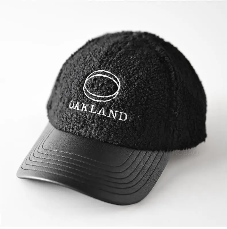 Men's Black Embroidered Sherpa Baseball Cap — feature 1