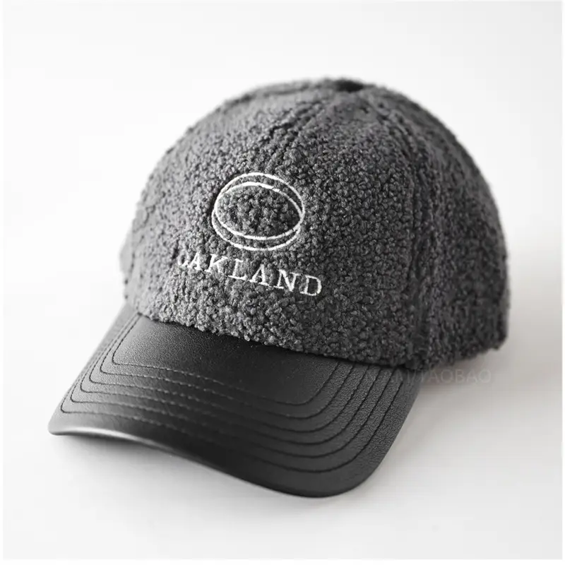 Men's Black Embroidered Sherpa Baseball Cap - Image 2