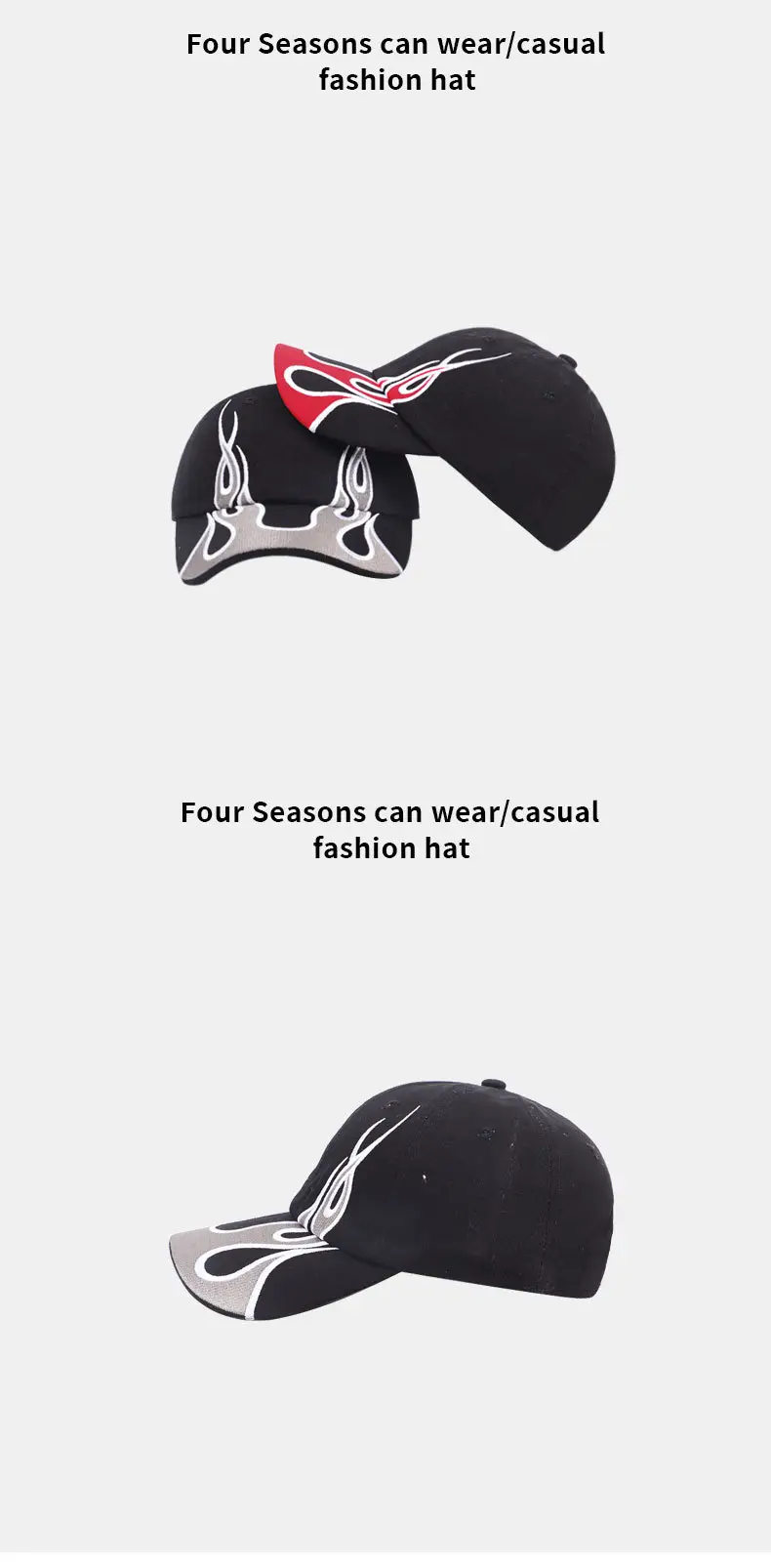 Red Embroidered Baseball Cap for Men Women — feature 10