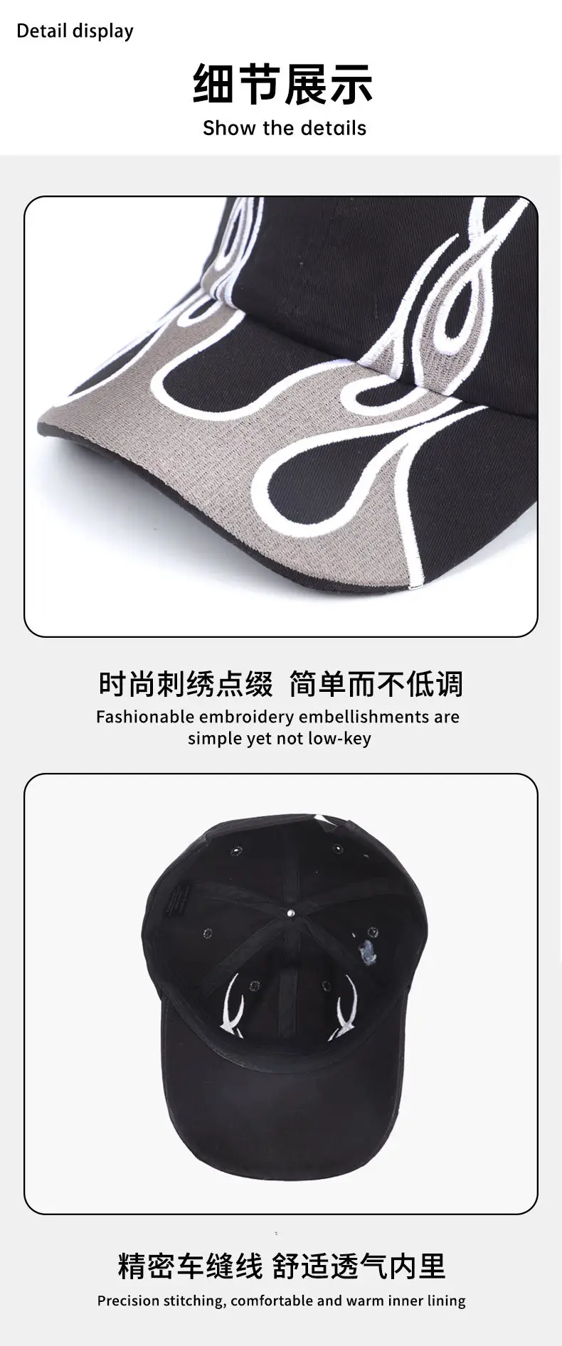 Red Embroidered Baseball Cap for Men Women — feature 12