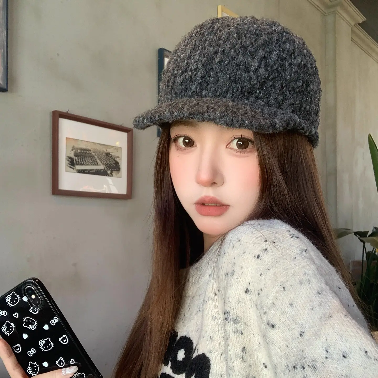 Winter Wool Knitted Duck Tongue Hat for Women - Image 5