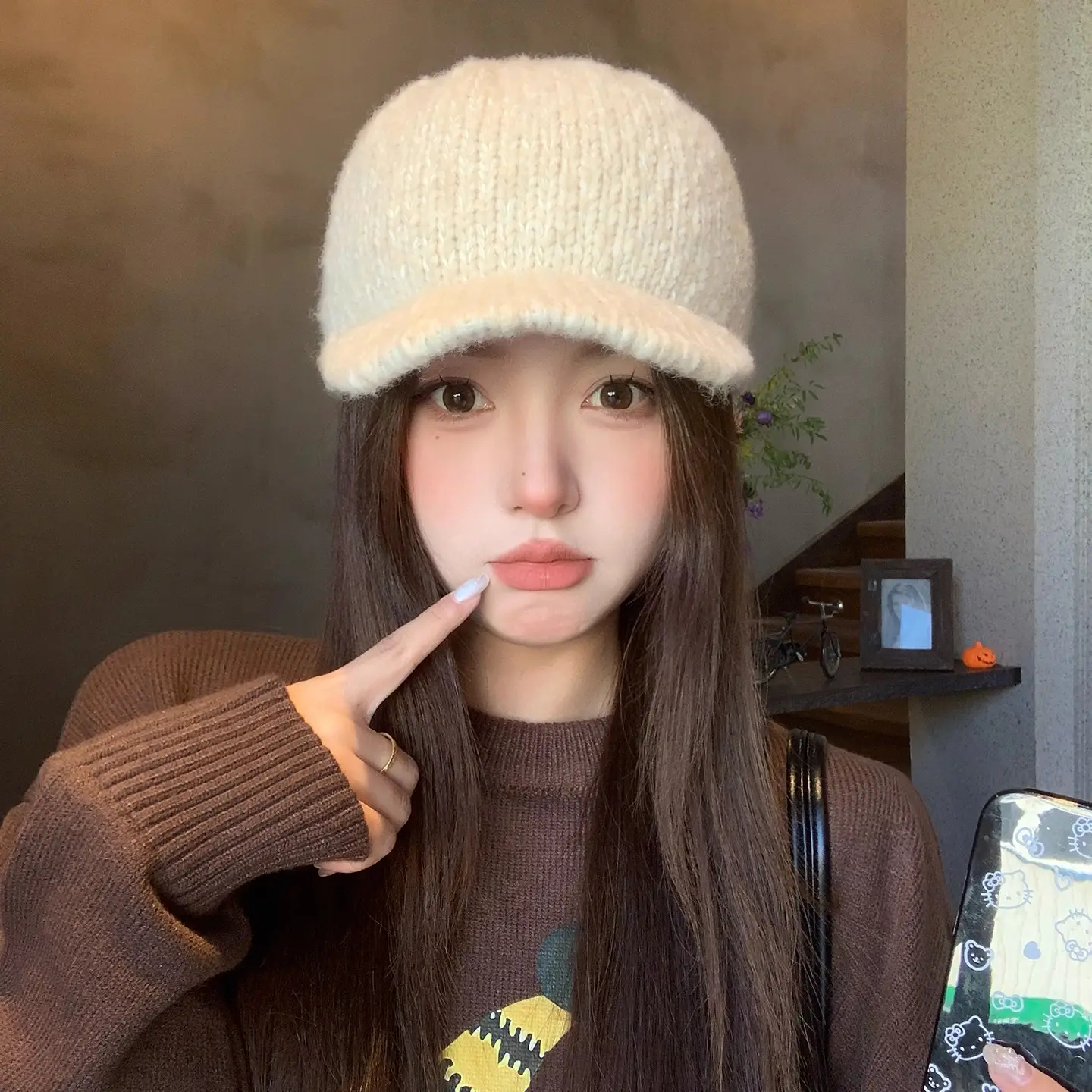 Winter Wool Knitted Duck Tongue Hat for Women - Image 8
