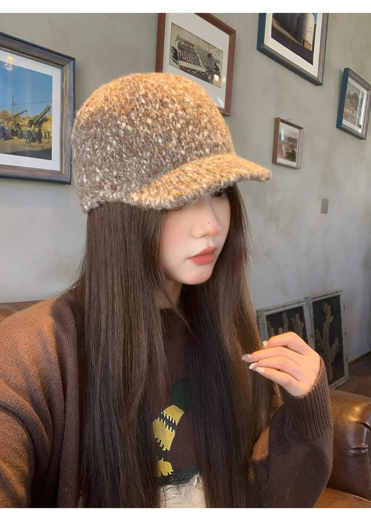 Winter Wool Knitted Duck Tongue Hat for Women — feature 11