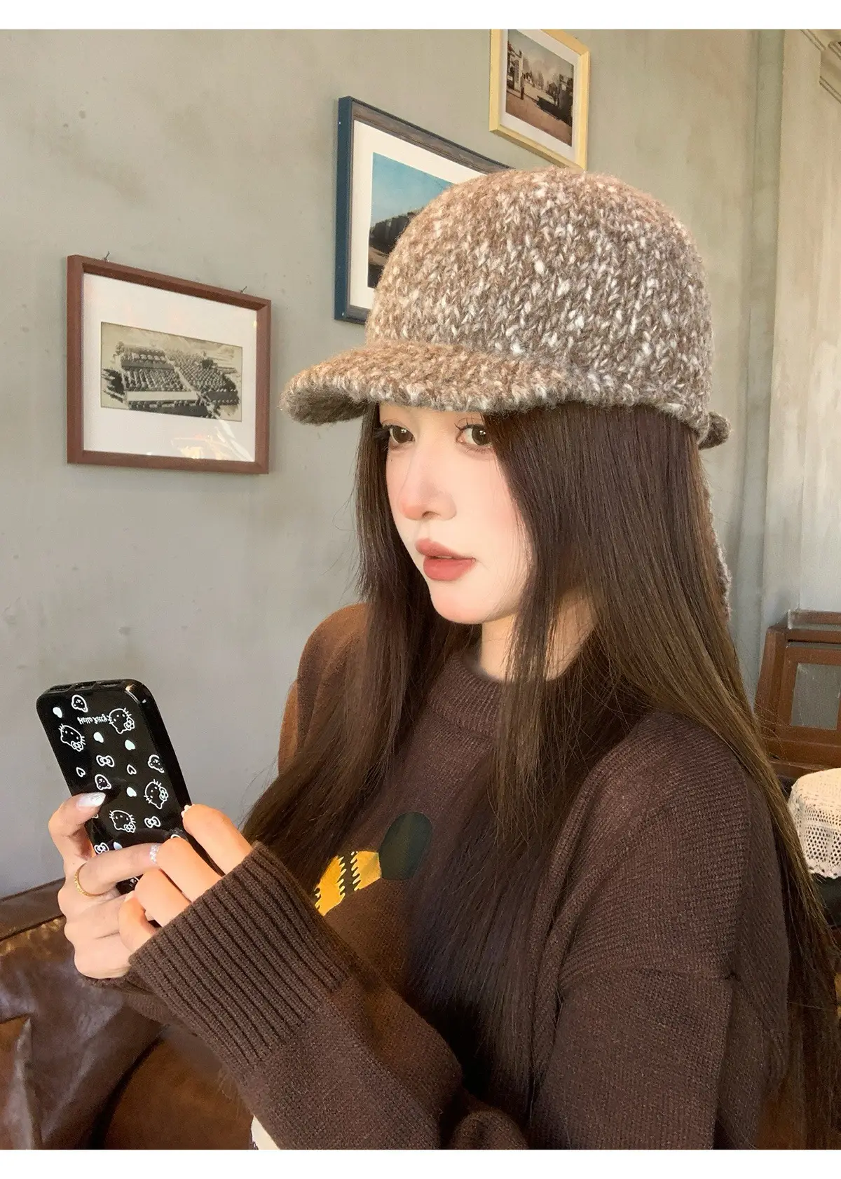 Winter Wool Knitted Duck Tongue Hat for Women — feature 12