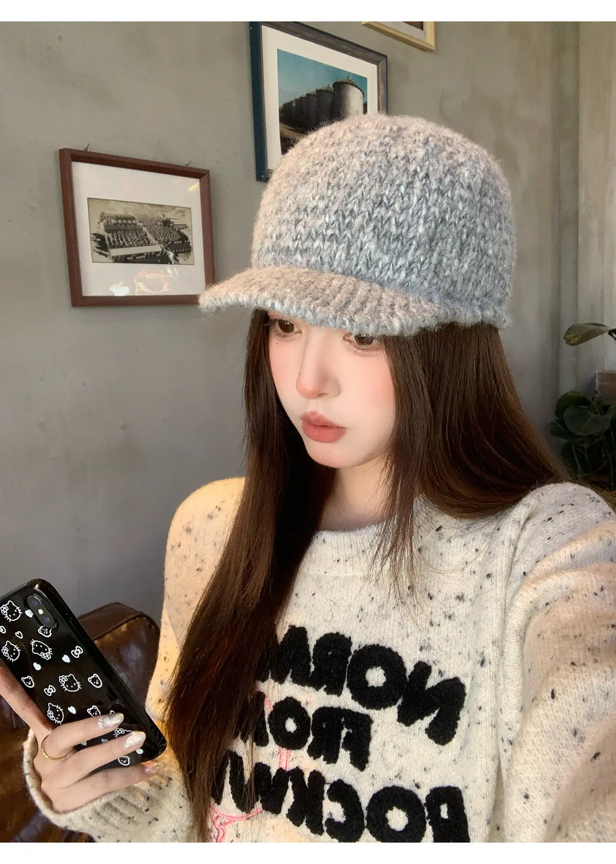 Winter Wool Knitted Duck Tongue Hat for Women — feature 2