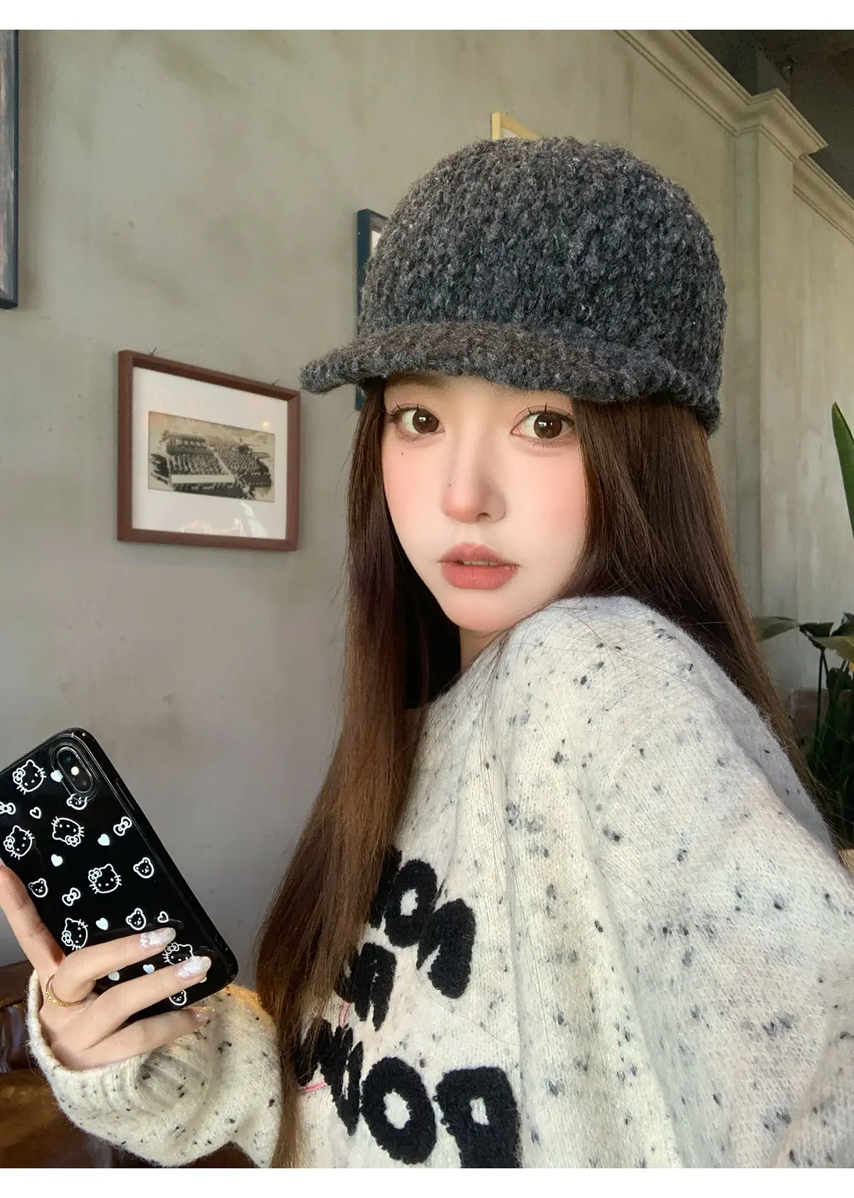 Winter Wool Knitted Duck Tongue Hat for Women — feature 4