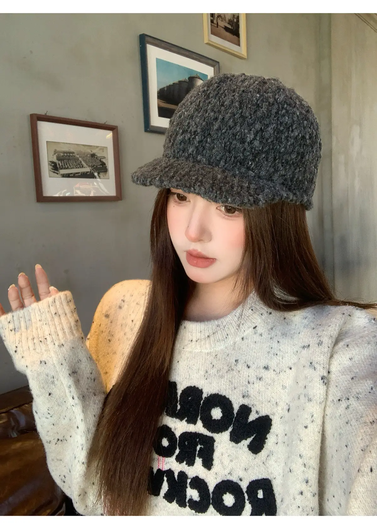 Winter Wool Knitted Duck Tongue Hat for Women — feature 5