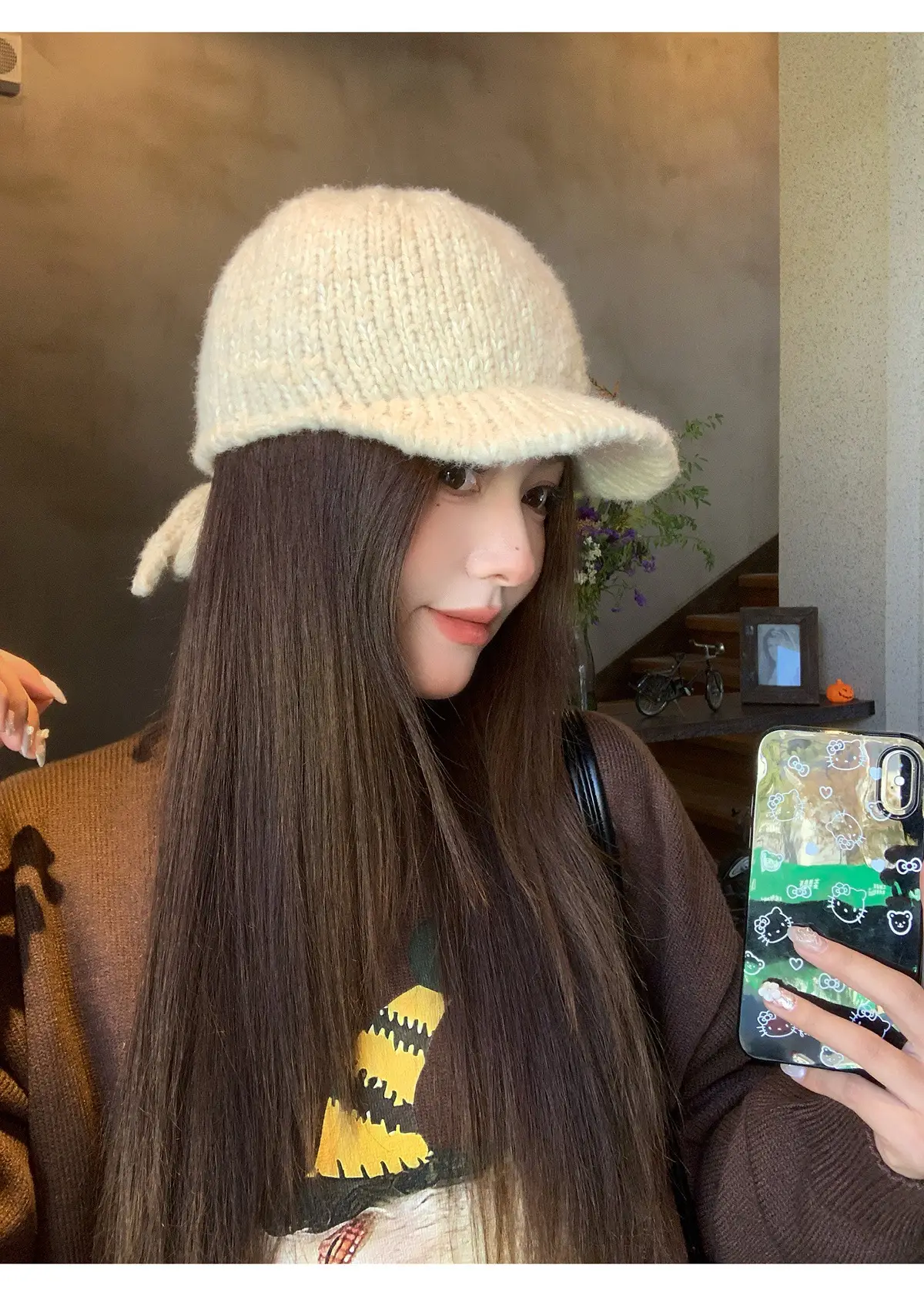 Winter Wool Knitted Duck Tongue Hat for Women — feature 9