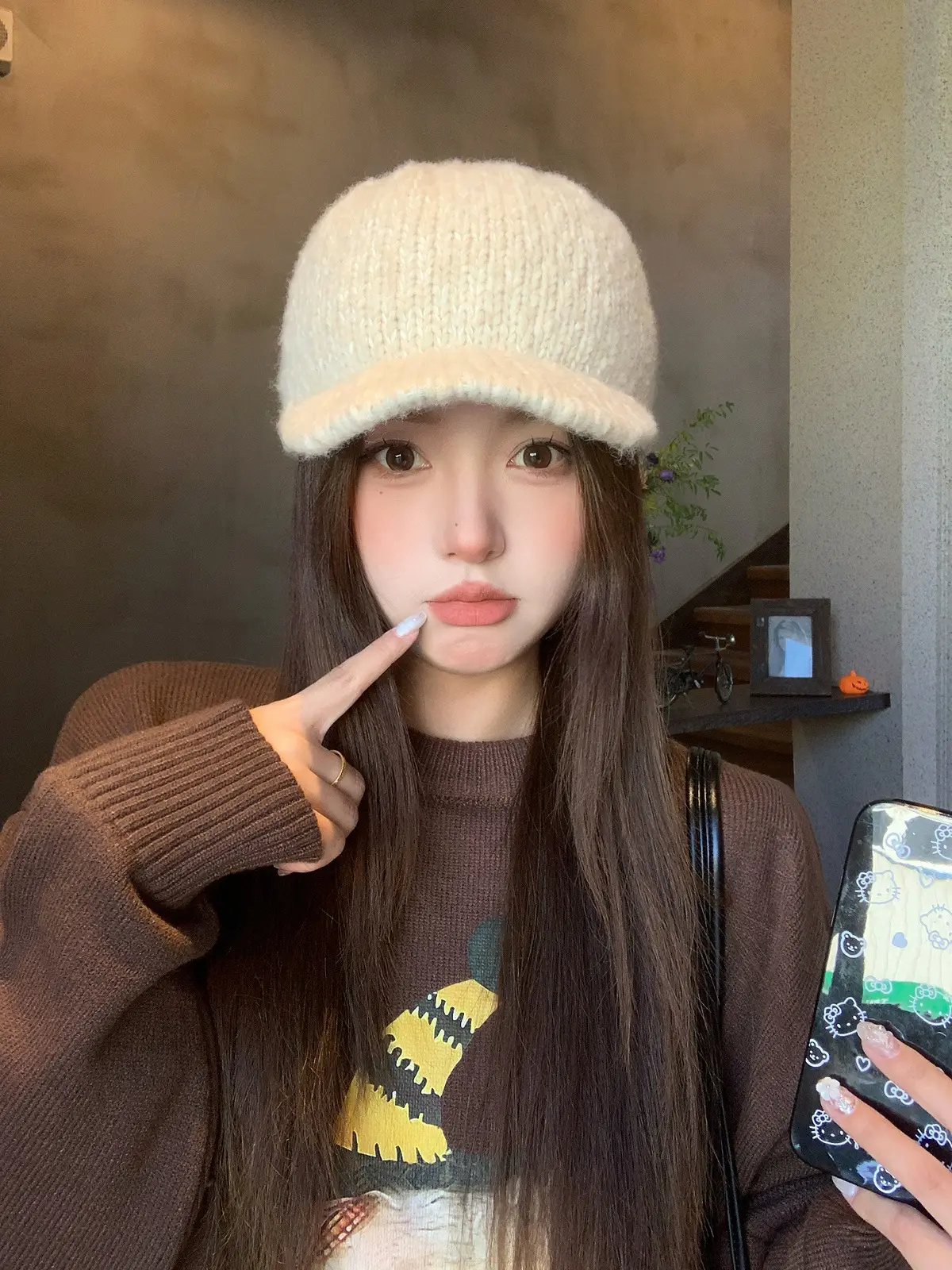 Winter Wool Knitted Duck Tongue Hat for Women - Image 2