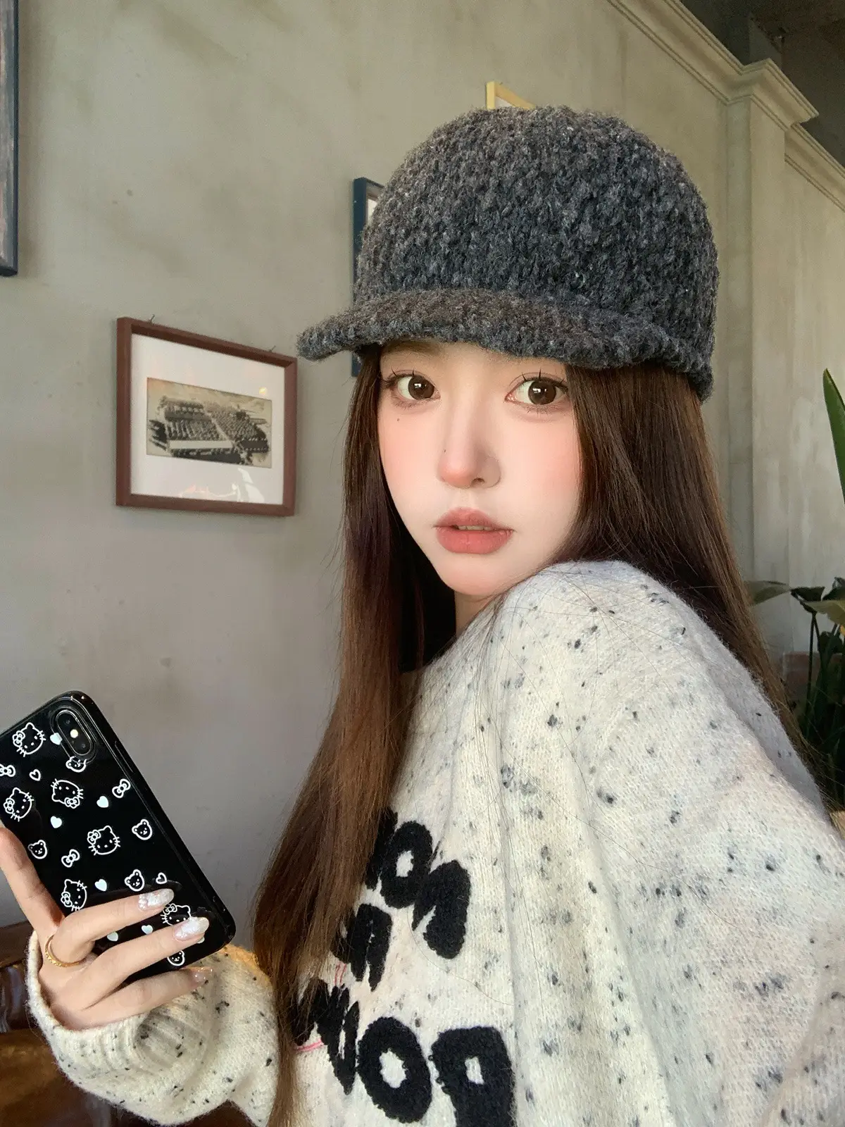 Winter Wool Knitted Duck Tongue Hat for Women - Image 4