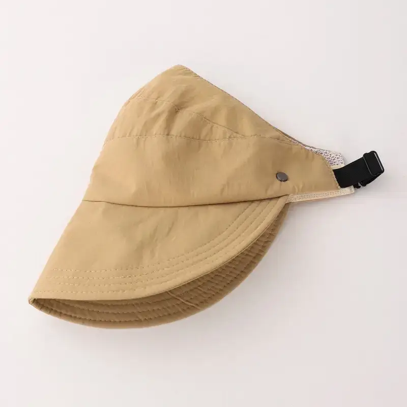 Beige Fisherman Hat with Foldable Ponytail & UPF50+ - Image 5