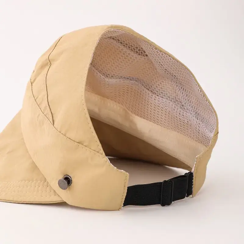 Beige Fisherman Hat with Foldable Ponytail & UPF50+ - Image 6